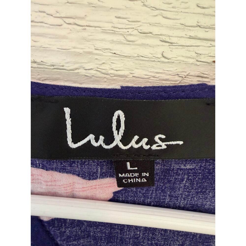 Lulus Navy Blue & Blush Floral Wrap Maxi Dress – Size Large - Picture 6 of 9